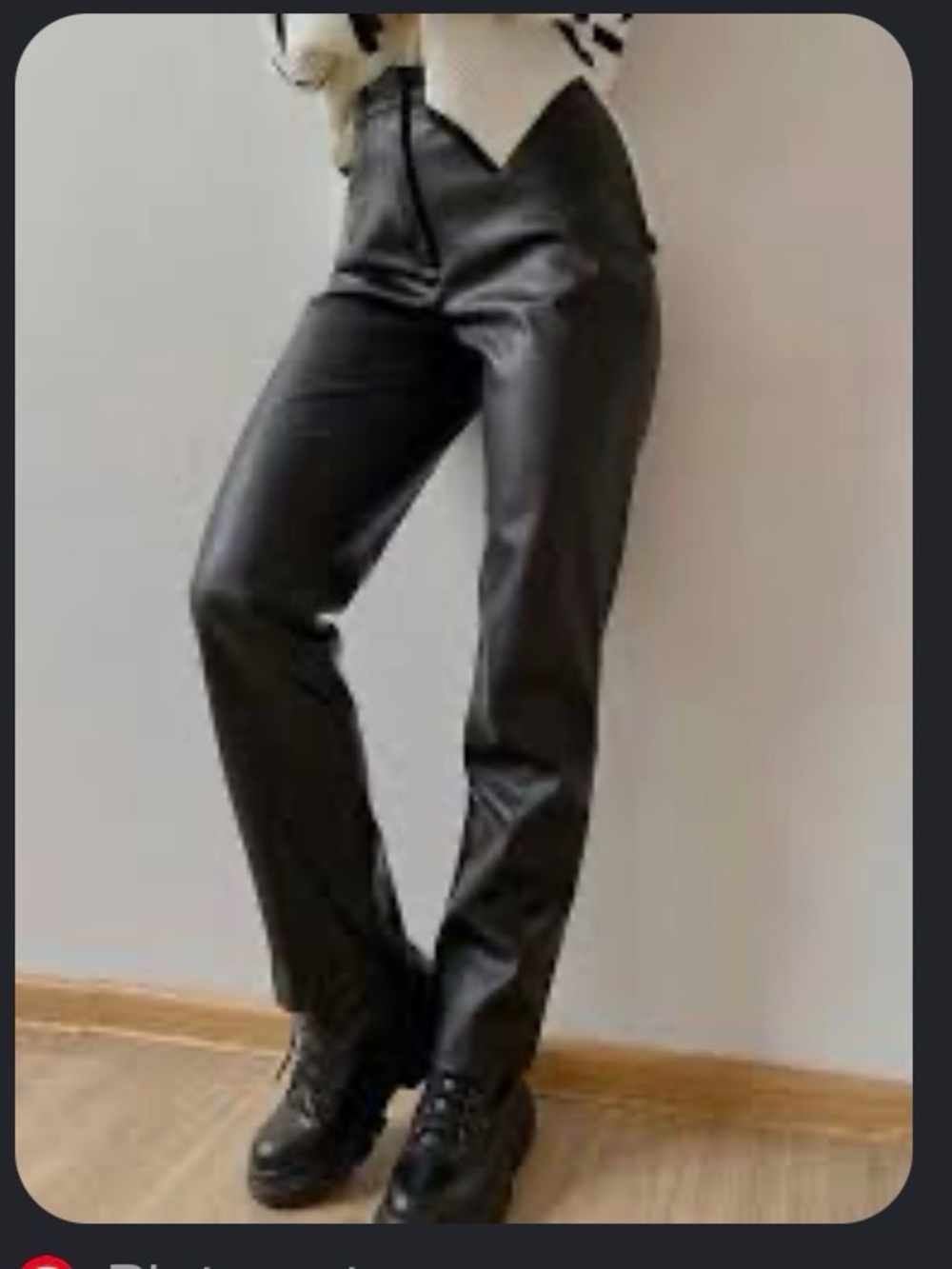 Banana Republic Black Wide-Leg Genuine Leather Pants